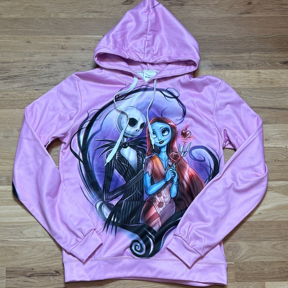 Zootop Bear Nightmare Before Christmas Pink Graphic Printed Hoodie Women’s L